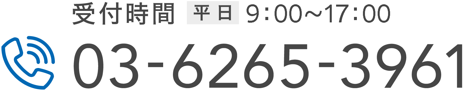 受付時間 平日10:00〜17:30 03-6265-3961